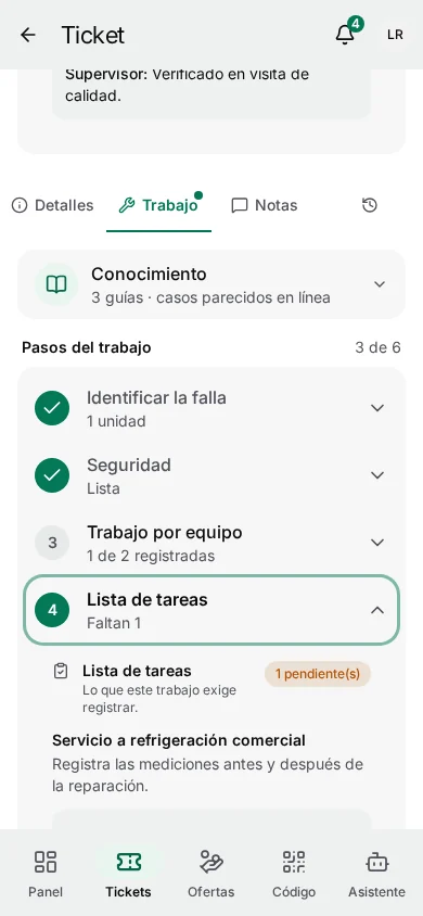 App de campo de waydot: Guiado durante el trabajo