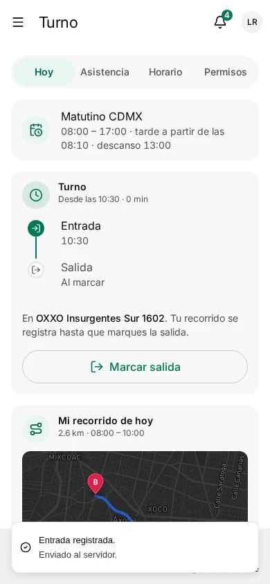 App de campo de waydot: Entrada donde está el trabajo