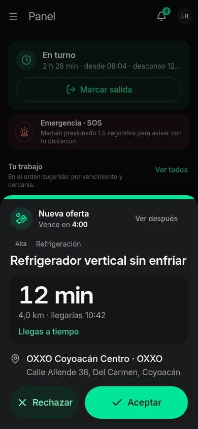 waydot field app: Assigned, offered or handed to a person