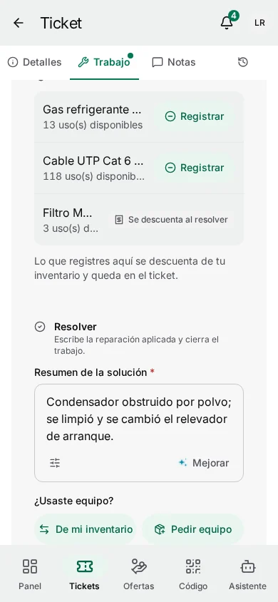 App de campo de waydot: Cerrado y sincronizado
