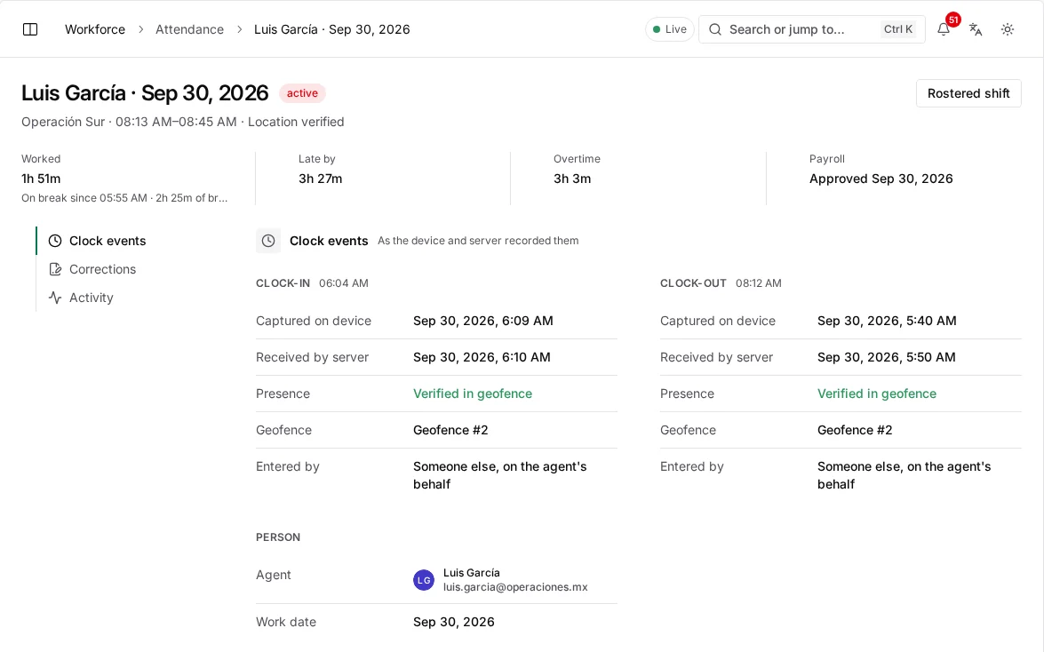 waydot console: Pay for the hours that actually happened