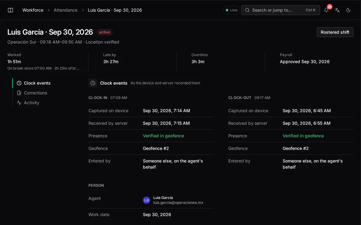waydot console: Pay for the hours that actually happened