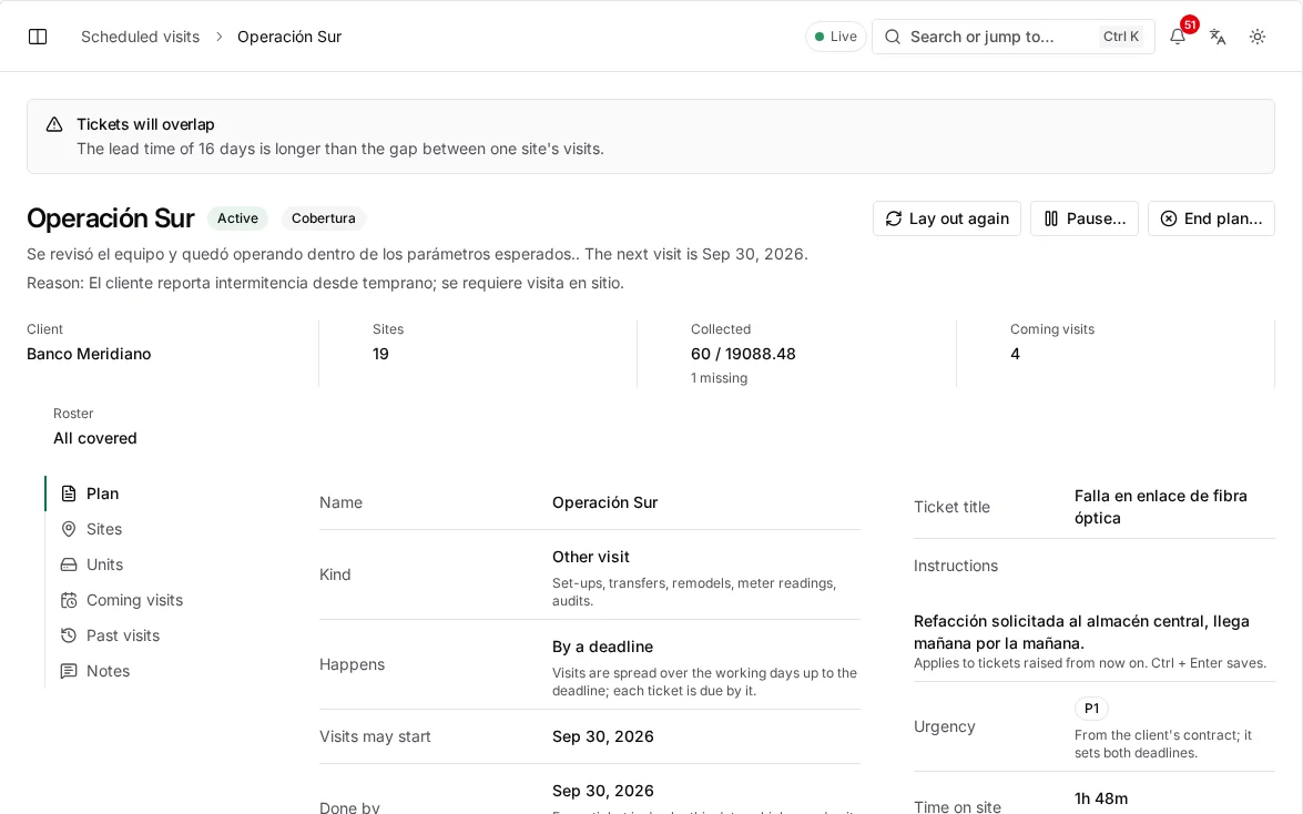 Consola de waydot: Visitas preventivas desde el contrato