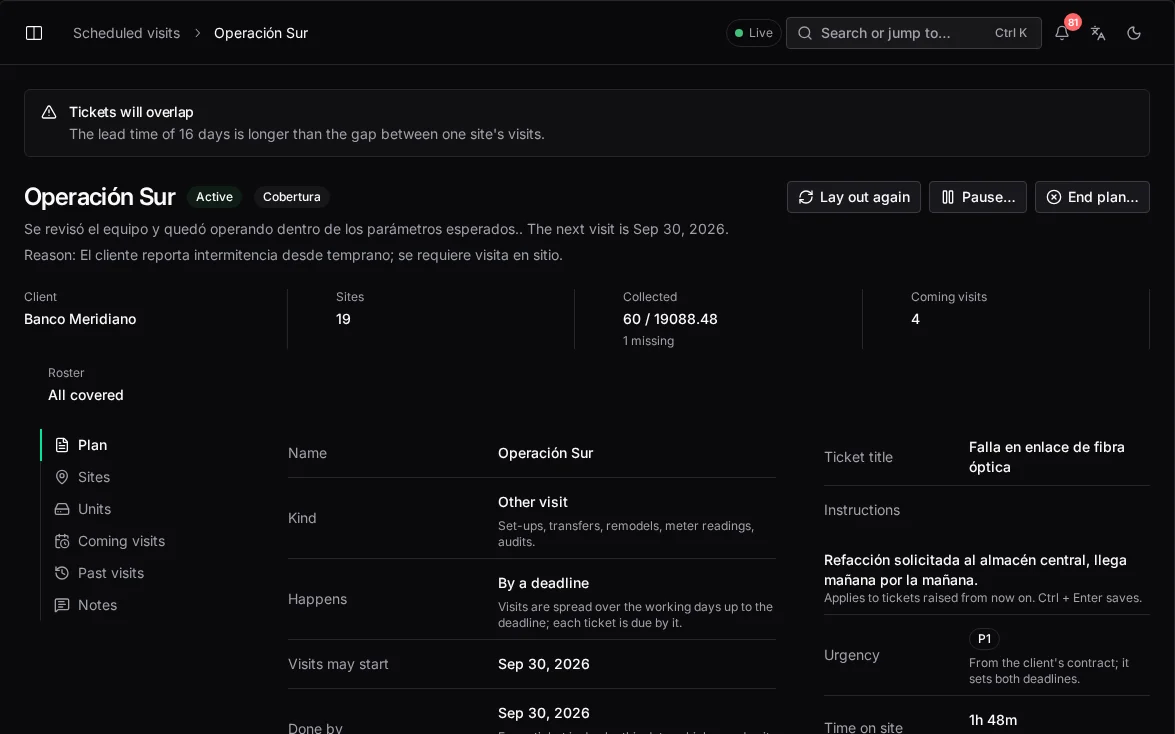 Consola de waydot: Visitas preventivas desde el contrato